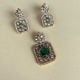 Handmade Emerald Green Pendant Set with Stud Earrings